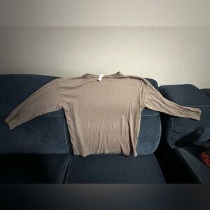 H&M Ribbed Beige Long Sleeve Top